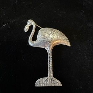 Vintage Large Flamingo Sterling Silver Brooch Pin~3.88g